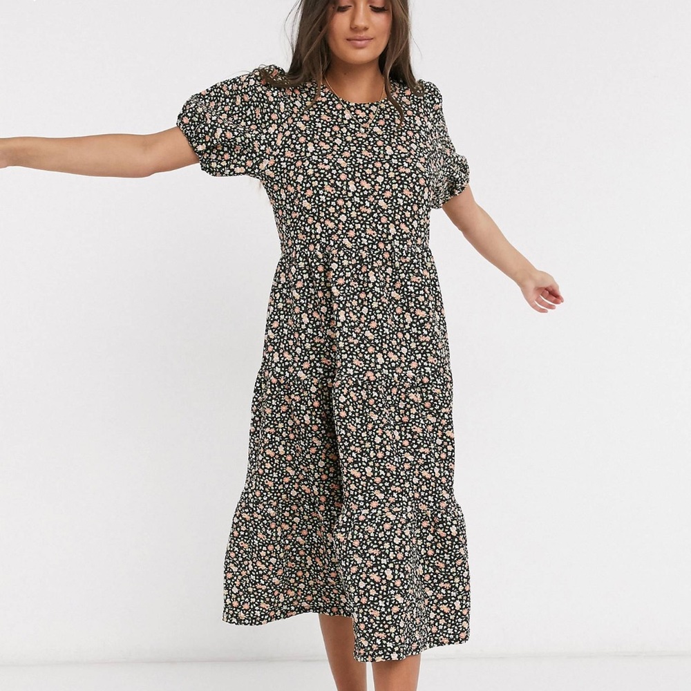 asos puff sleeve midi dress